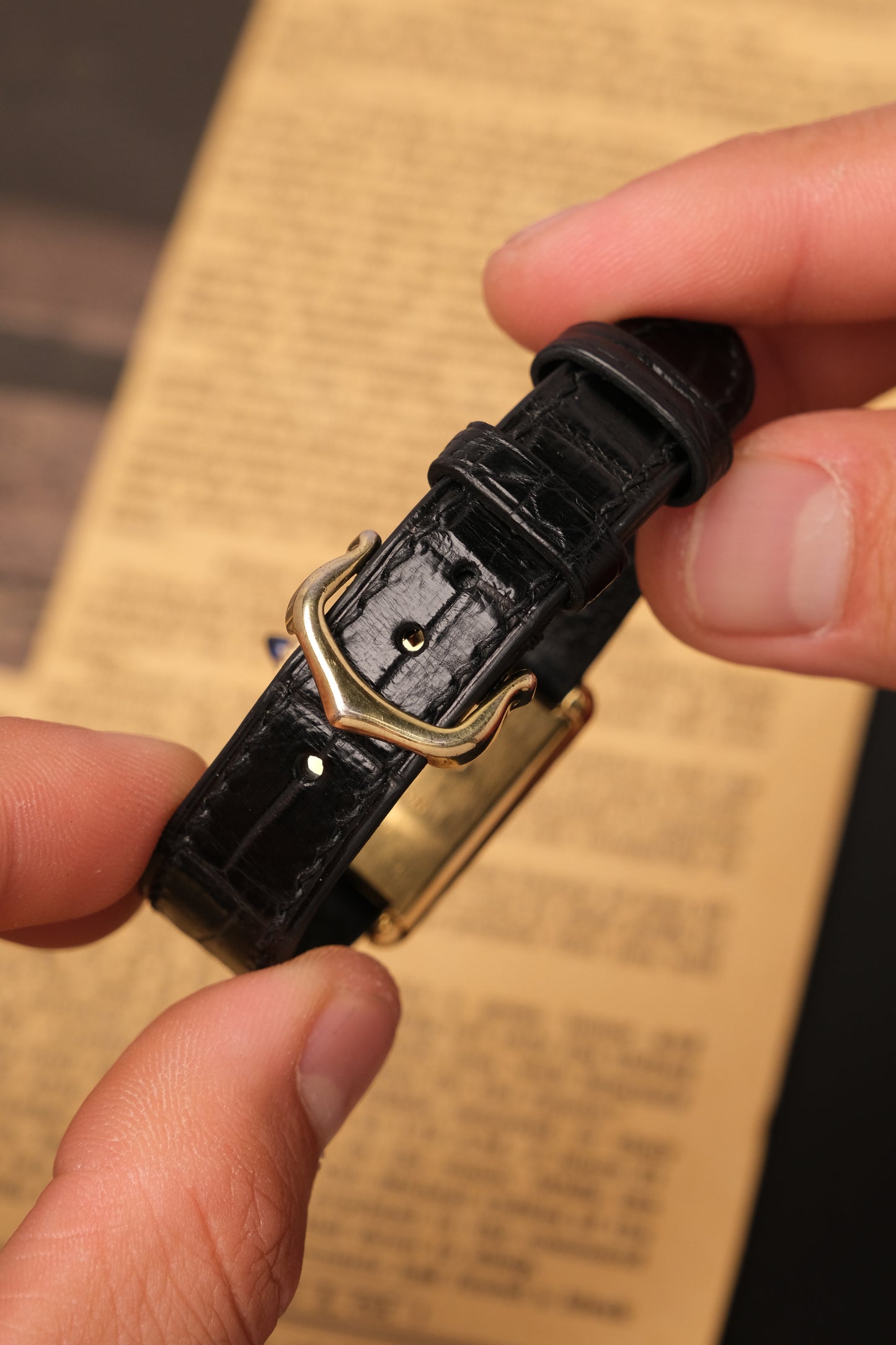 CARTIER MUST DE CARTIER TANK 23x31 Hand Winding VERMEIL Black DIAL REF. 6 213967