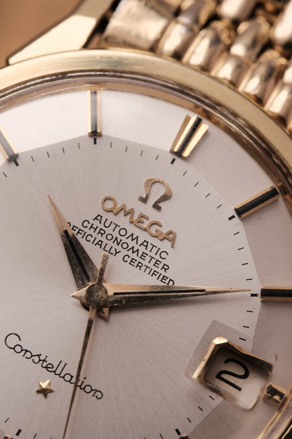 1962 OMEGA CONSTELLATION PIE PAN DOG LEG GOLD AUTOMATIC CHRONOMETER REF. 168.005