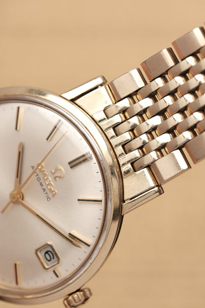 1967  14K Solid Gold Omega Seamaster De Ville reference LL 6590-1 34mm with Gold beads of rice bracelet