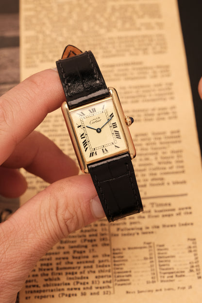 CARTIER MUST DE TANK VERMEIL (LM 23x31mm) ROMAN DIAL QUARTZ