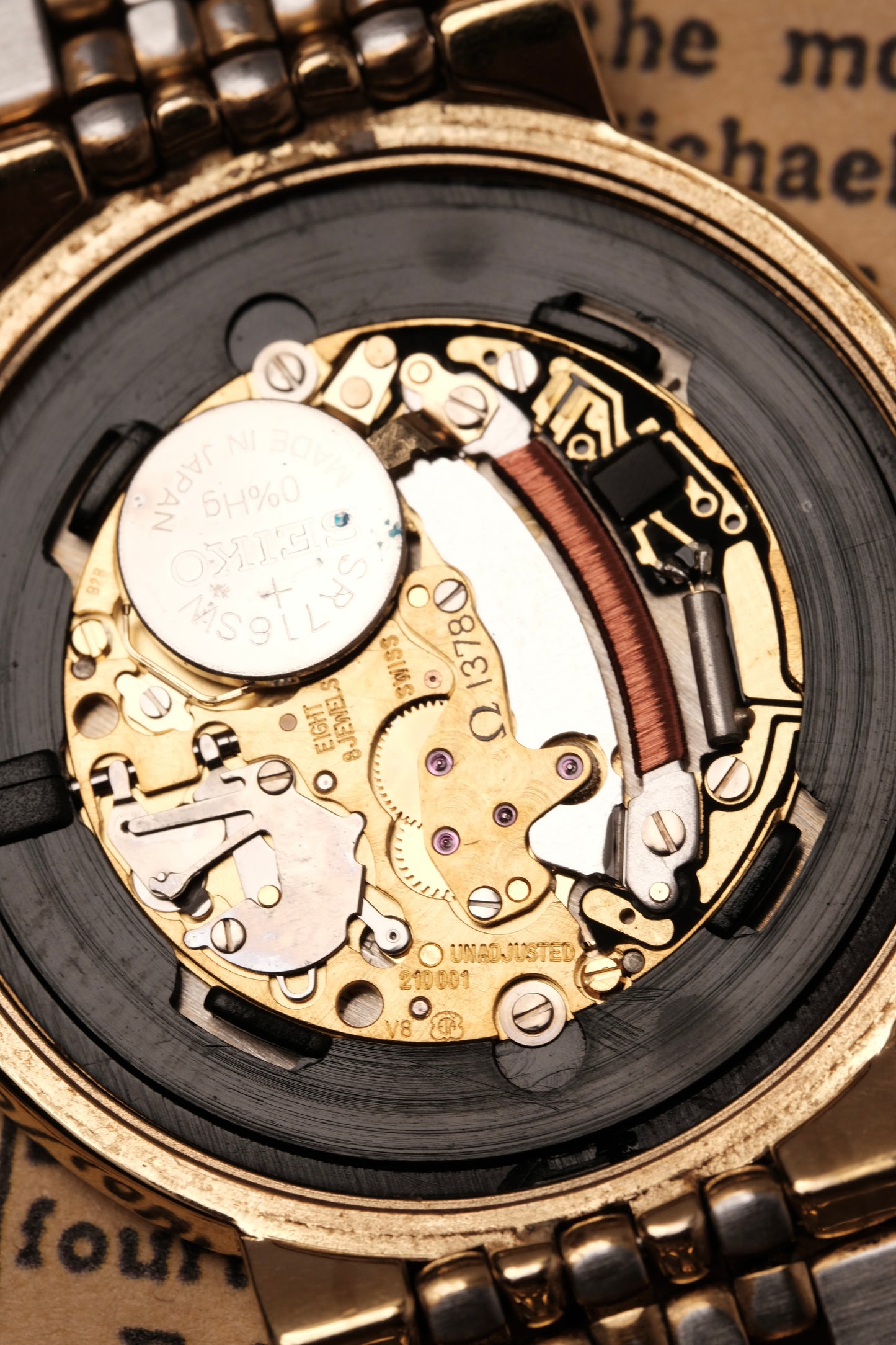 1990's (New Old Stock) Omega De Ville 395 0875.2 Quartz Gold Plated Integrated Bracelet