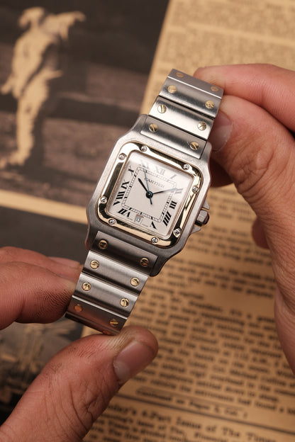 Cartier Santos Galbée 1566 Gold/Steel White Dial LM (29x41mm)
