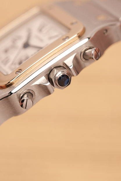 Cartier Santos Galbée Chronoflex Gold/Steel White Dial LM (29x41mm)Ref. 2425 + Box