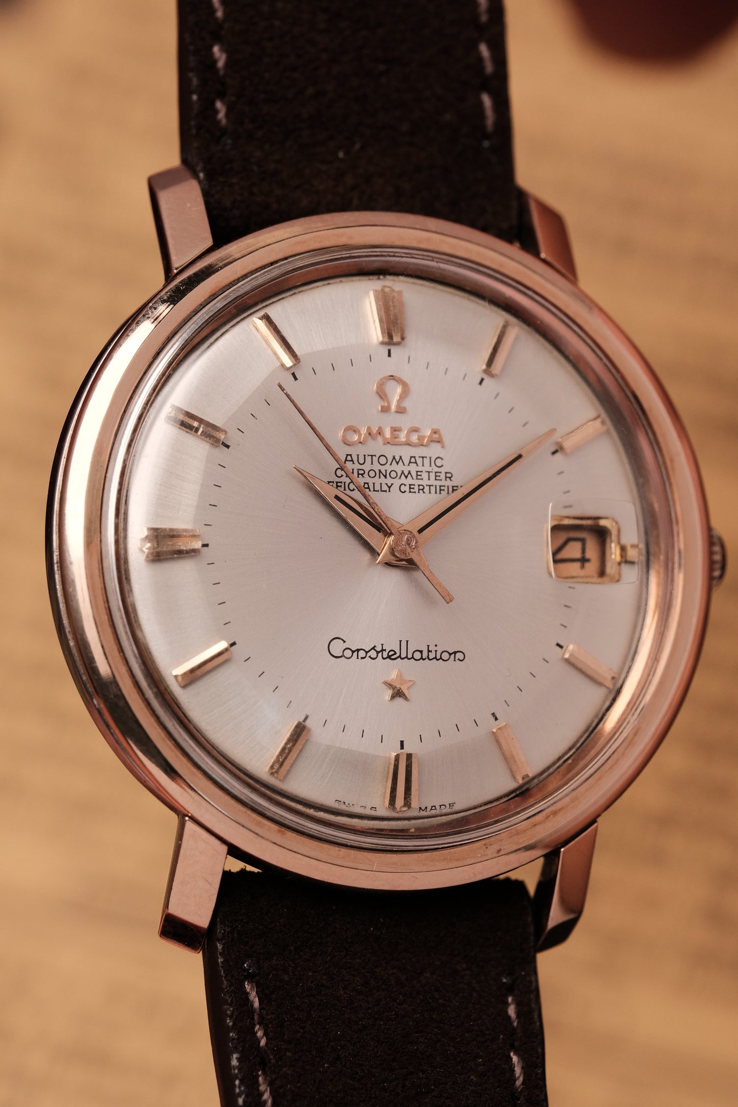 1966 OMEGA CONSTELLATION PIE PAN White Dial Rose Gold AUTOMATIC CHRONOMETER REF. 168.004