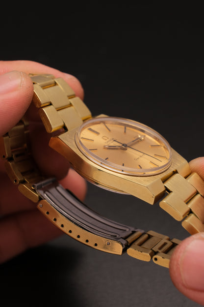 Vintage Omega Genève 166099 Gold Case Gold Bracelet Gold Dial