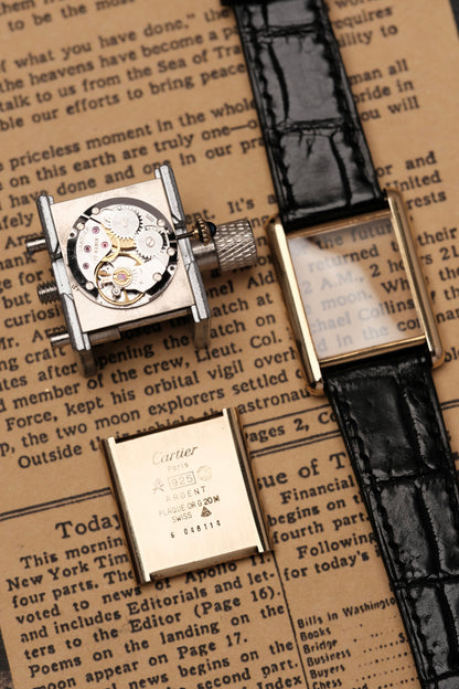 CARTIER MUST DE TANK VERMEIL (LM 23x31mm) HAND WINDING BLACK DIAL 6048114