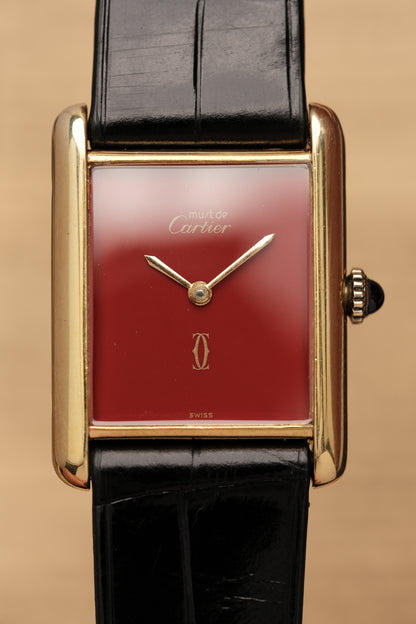 CARTIER MUST DE TANK VERMEIL (LM 23x31mm) HAND WINDING FERRARI RED DIAL