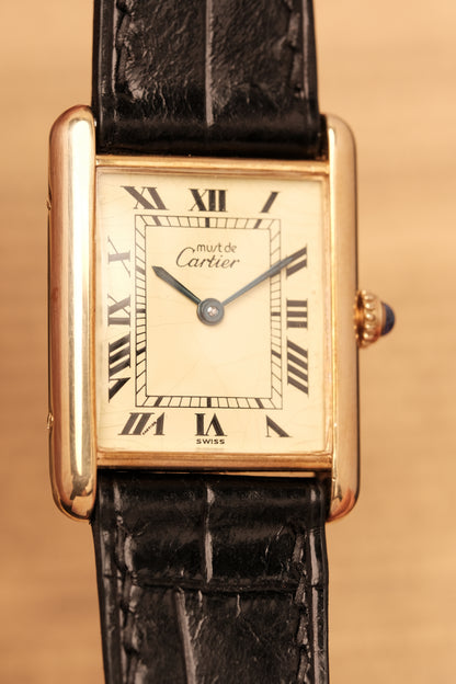 CARTIER MUST DE TANK VERMEIL (LM 23x31mm) ROMAN DIAL QUARTZ