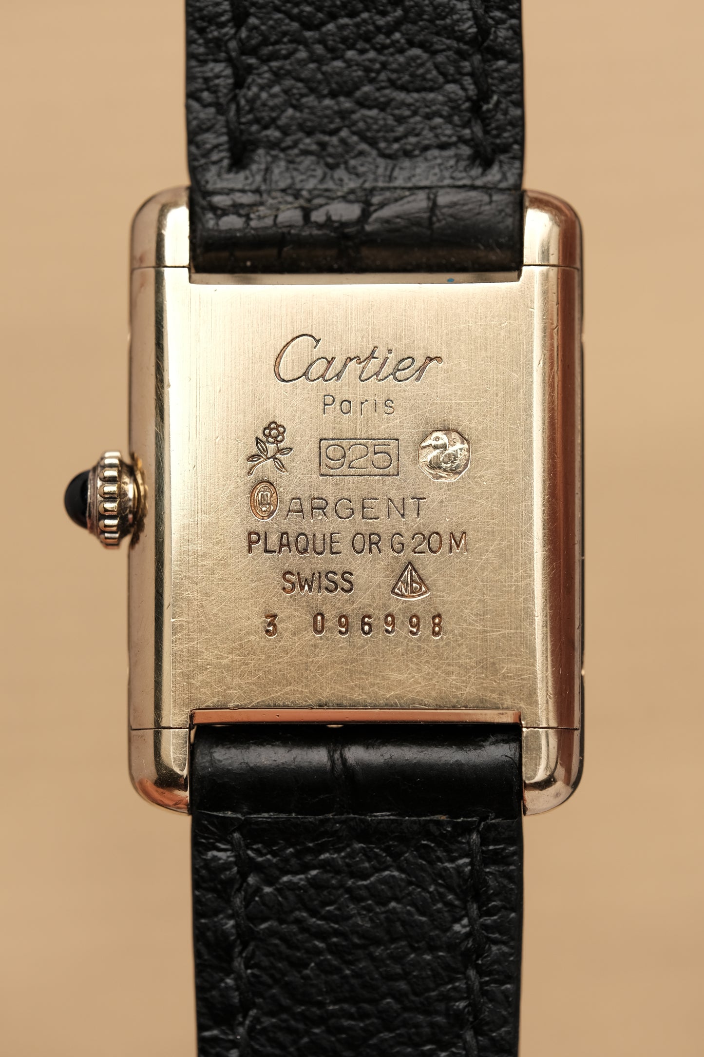 Vintage Cartier Must De Tank Vermeil (SM 20x28mm) ROMAN DIAL Hand Windding Ref.3096998