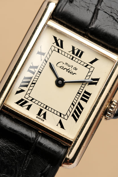 Vintage Cartier Must De Tank Vermeil (SM 20x28mm) ROMAN DIAL Hand Windding Ref.3096998
