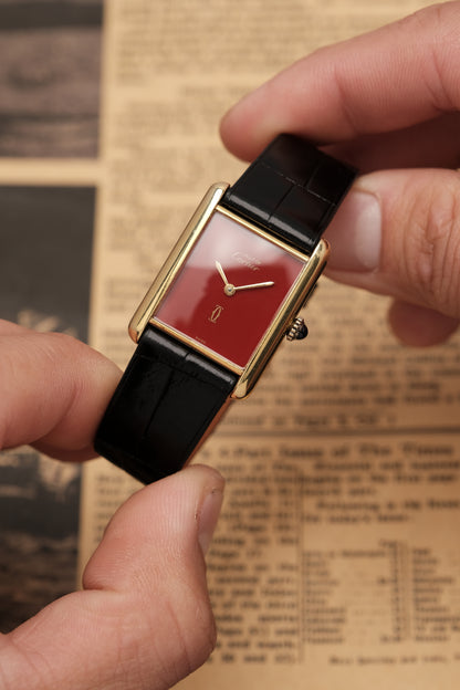 CARTIER MUST DE TANK VERMEIL (LM 23x31mm) HAND WINDING FERRARI RED DIAL