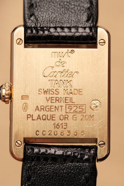 1999 Vintage Cartier Tank Vermeil 1613 ROMAN DIAL QUARTZ