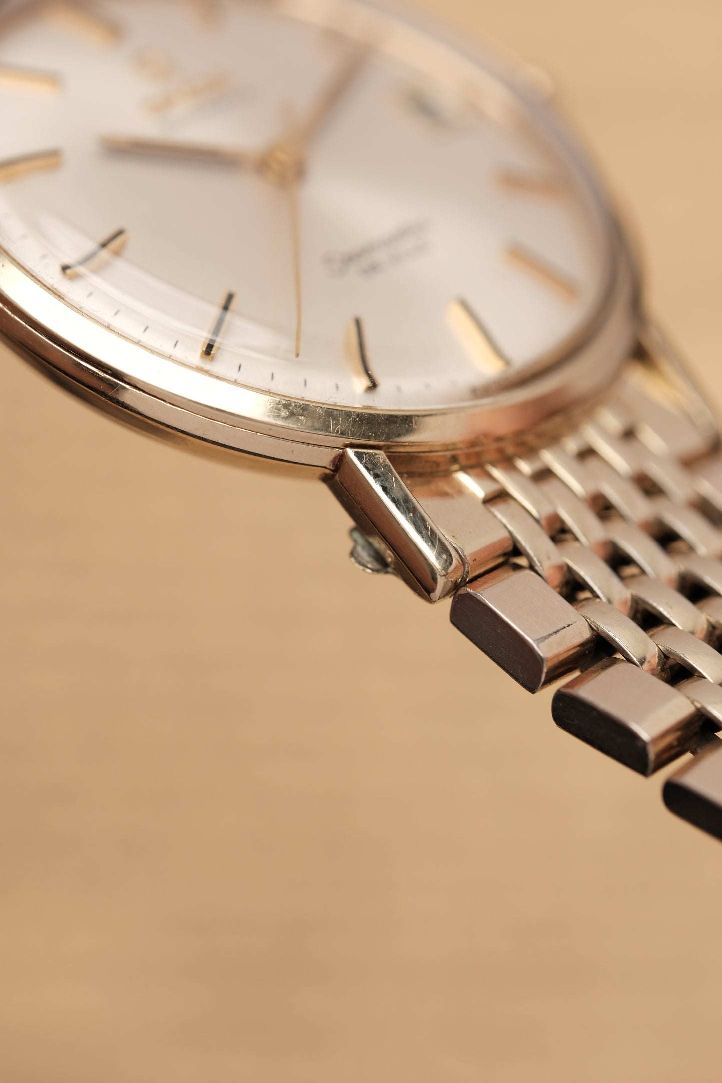 1967  14K Solid Gold Omega Seamaster De Ville reference LL 6590-1 34mm with Gold beads of rice bracelet