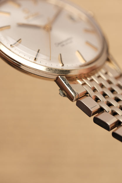 1967  14K Solid Gold Omega Seamaster De Ville reference LL 6590-1 34mm with Gold beads of rice bracelet