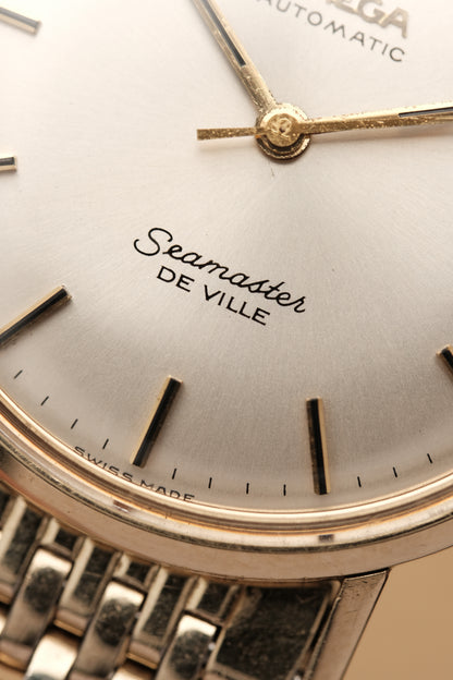 1967  14K Solid Gold Omega Seamaster De Ville reference LL 6590-1 34mm with Gold beads of rice bracelet