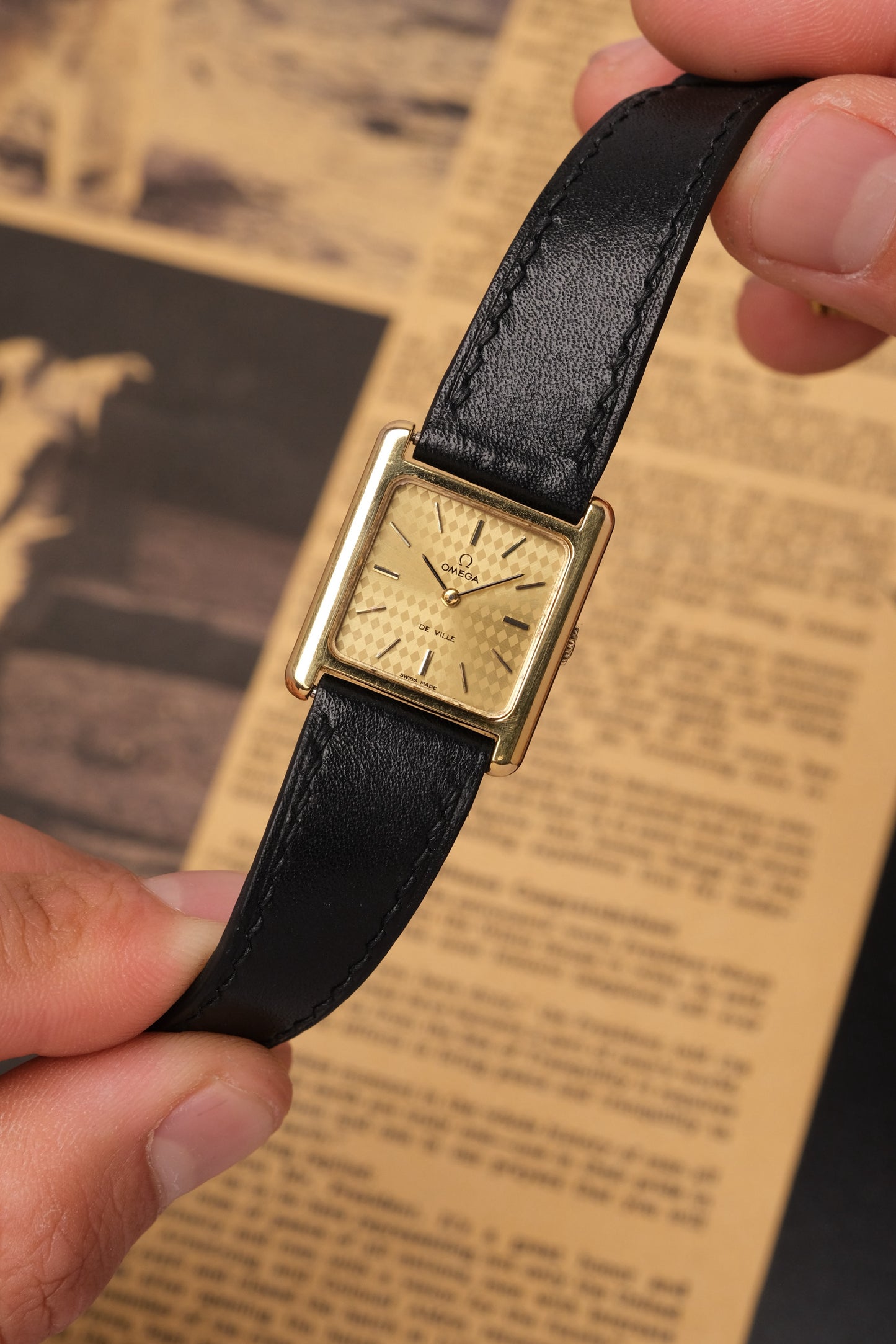 Omega De Ville Tank “Mini Normale” Champagne Mosaic Dial Manual Winding Ref. 511.0406