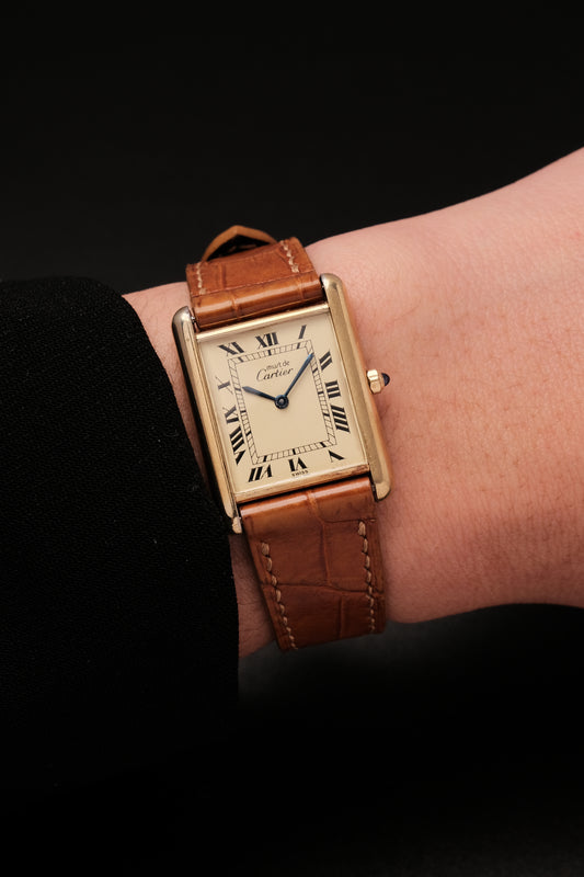 CARTIER MUST DE CARTIER TANK VERMEIL ROMAN DIAL REF. 64221