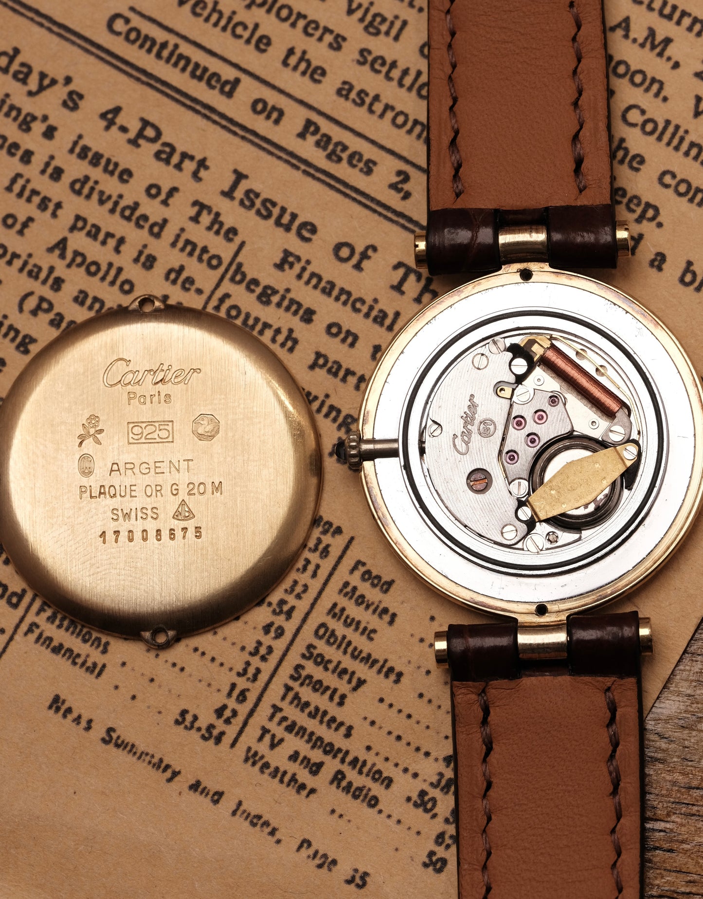 1990's  Cartier  Must Vendome LM Vermeil Quartz Gold Plated 30mm