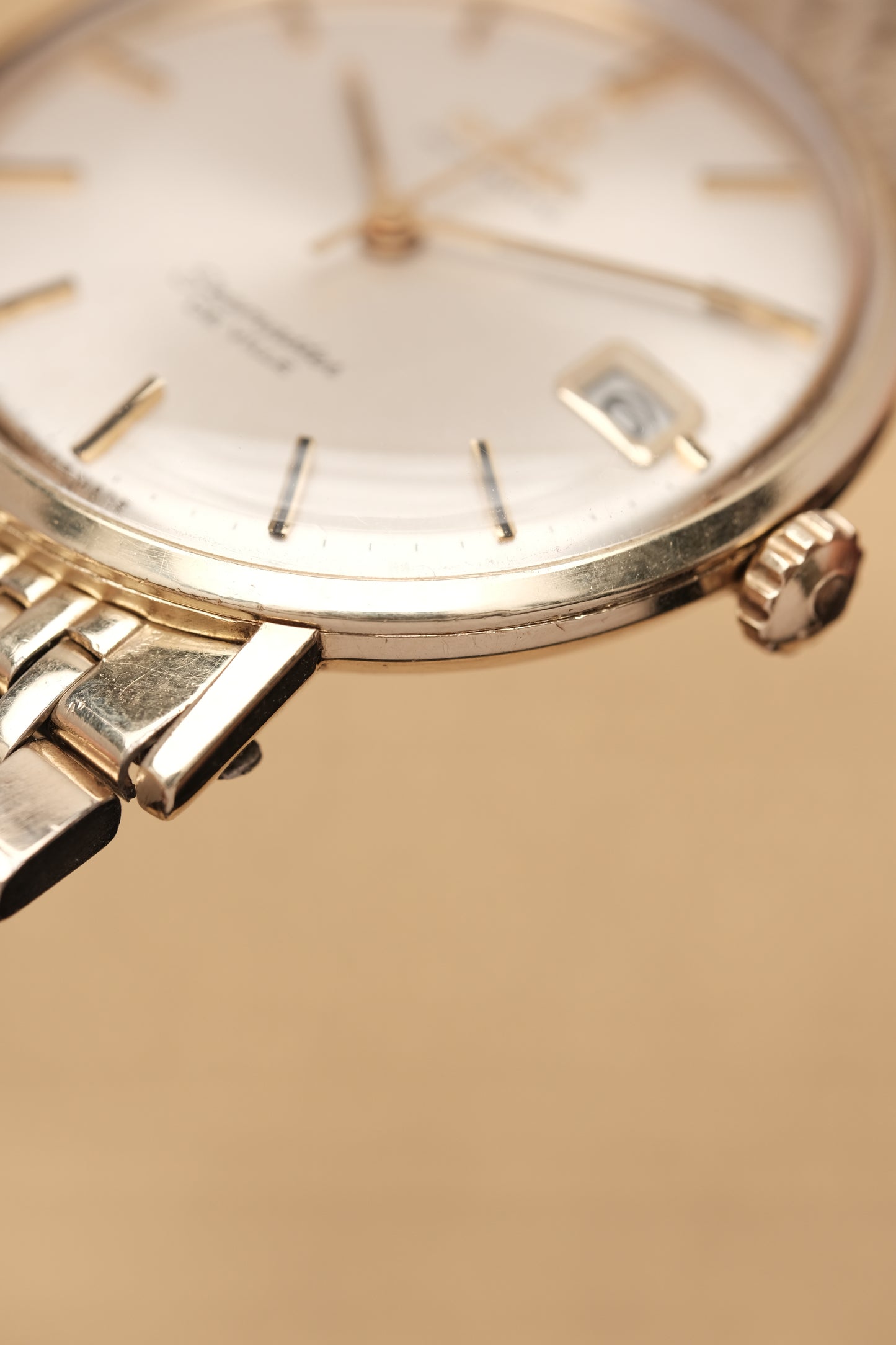 1967  14K Solid Gold Omega Seamaster De Ville reference LL 6590-1 34mm with Gold beads of rice bracelet