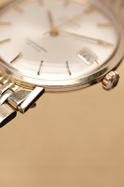 1967  14K Solid Gold Omega Seamaster De Ville reference LL 6590-1 34mm with Gold beads of rice bracelet