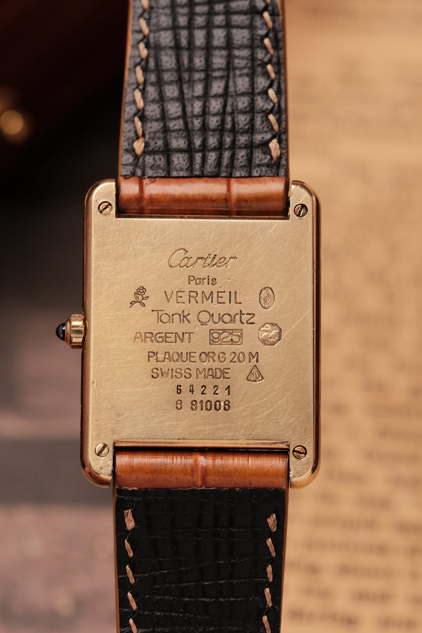 CARTIER MUST DE CARTIER TANK VERMEIL ROMAN DIAL REF. 64221
