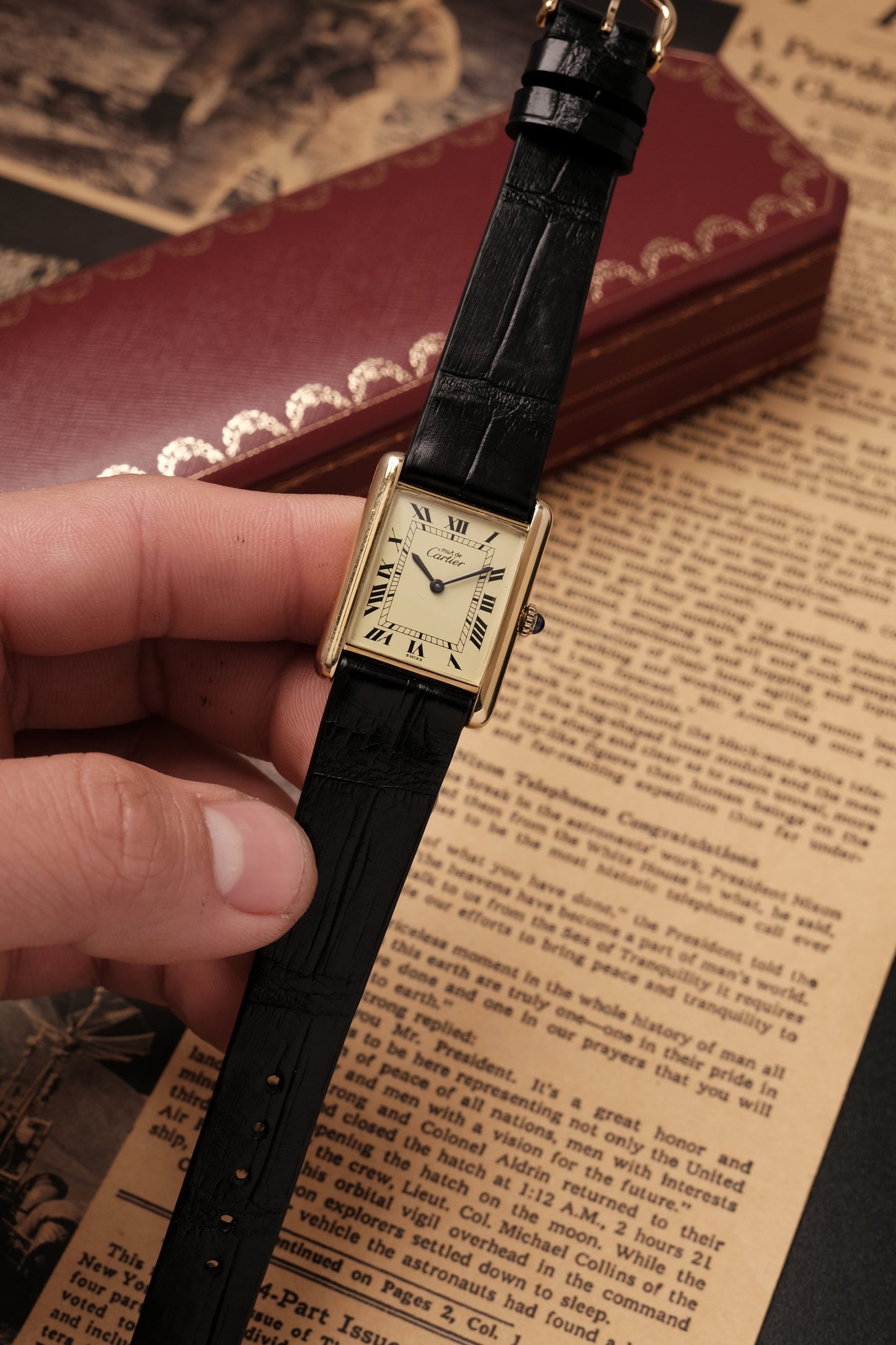 CARTIER MUST DE CARTIER TANK Hand Winding VERMEIL ROMAN DIAL REF. 6 097875