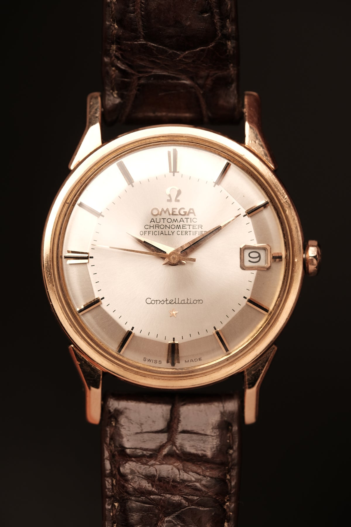 1964 OMEGA CONSTELLATION PIE PAN DOG LEG White Dial Rose Gold AUTOMATIC CHRONOMETER REF. 168.005