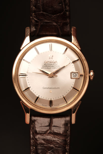 1964 OMEGA CONSTELLATION PIE PAN DOG LEG White Dial Rose Gold AUTOMATIC CHRONOMETER REF. 168.005