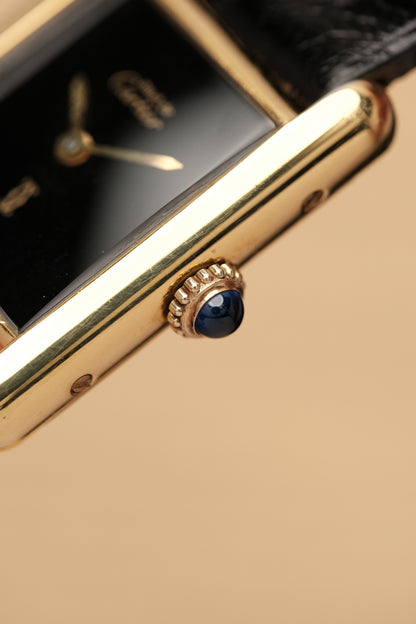 CARTIER MUST DE TANK VERMEIL (SM 20x28mm) BLACK DIAL HAND WINDING