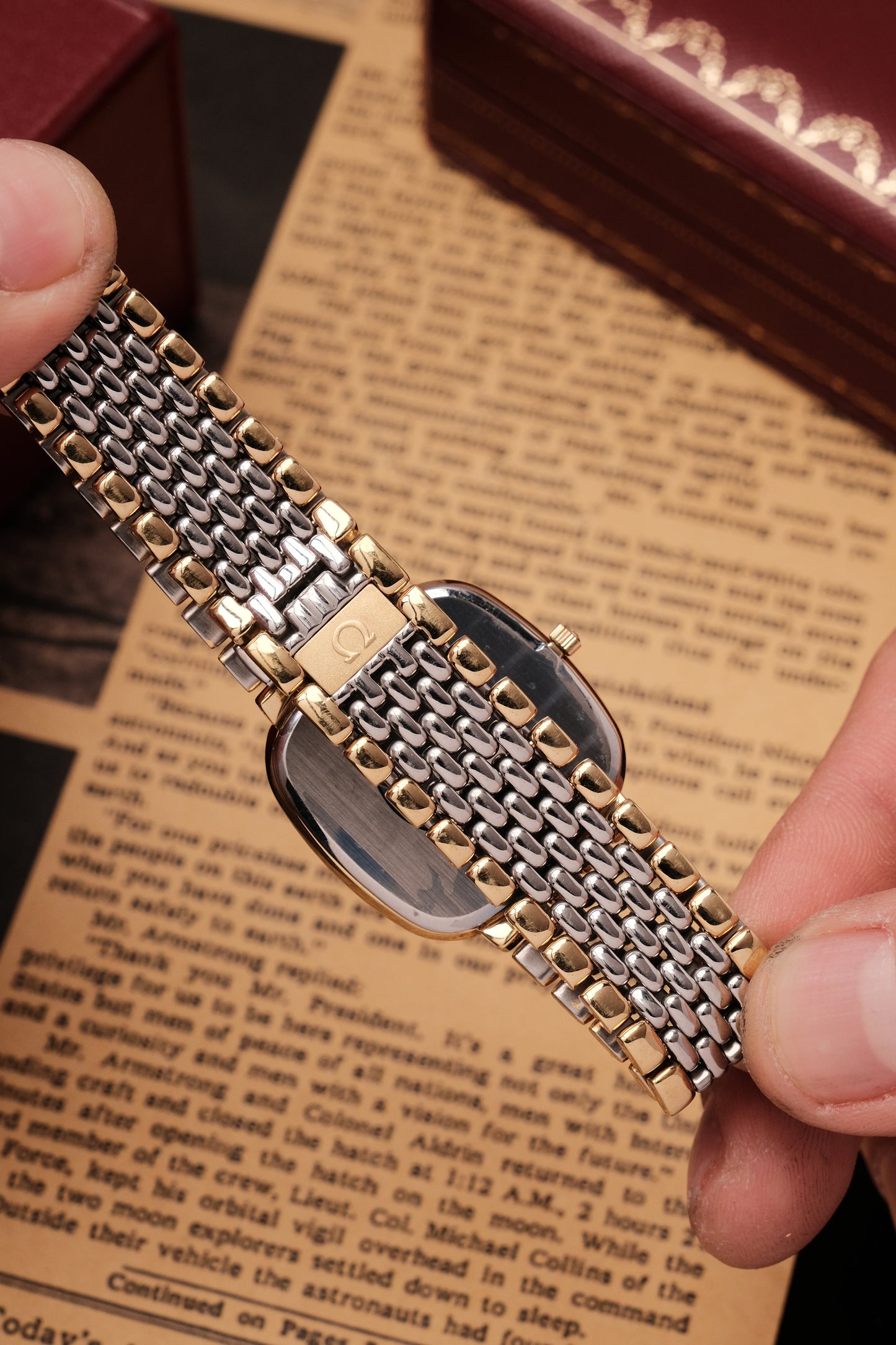 Omega De Ville Ref.395.0877 Cal.1378 Vintage Gold Quartz Integrated Bracelet