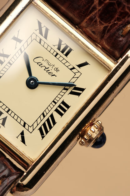 Vintage Cartier Must De Tank Vermeil (SM 20x28mm) ROMAN DIAL QUARTZ Ref.5057001