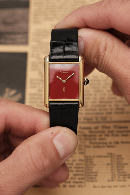 CARTIER MUST DE TANK VERMEIL (LM 23x31mm) HAND WINDING FERRARI RED DIAL