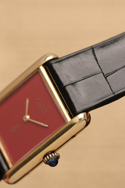 CARTIER MUST DE TANK VERMEIL (LM 23x31mm) HAND WINDING FERRARI RED DIAL