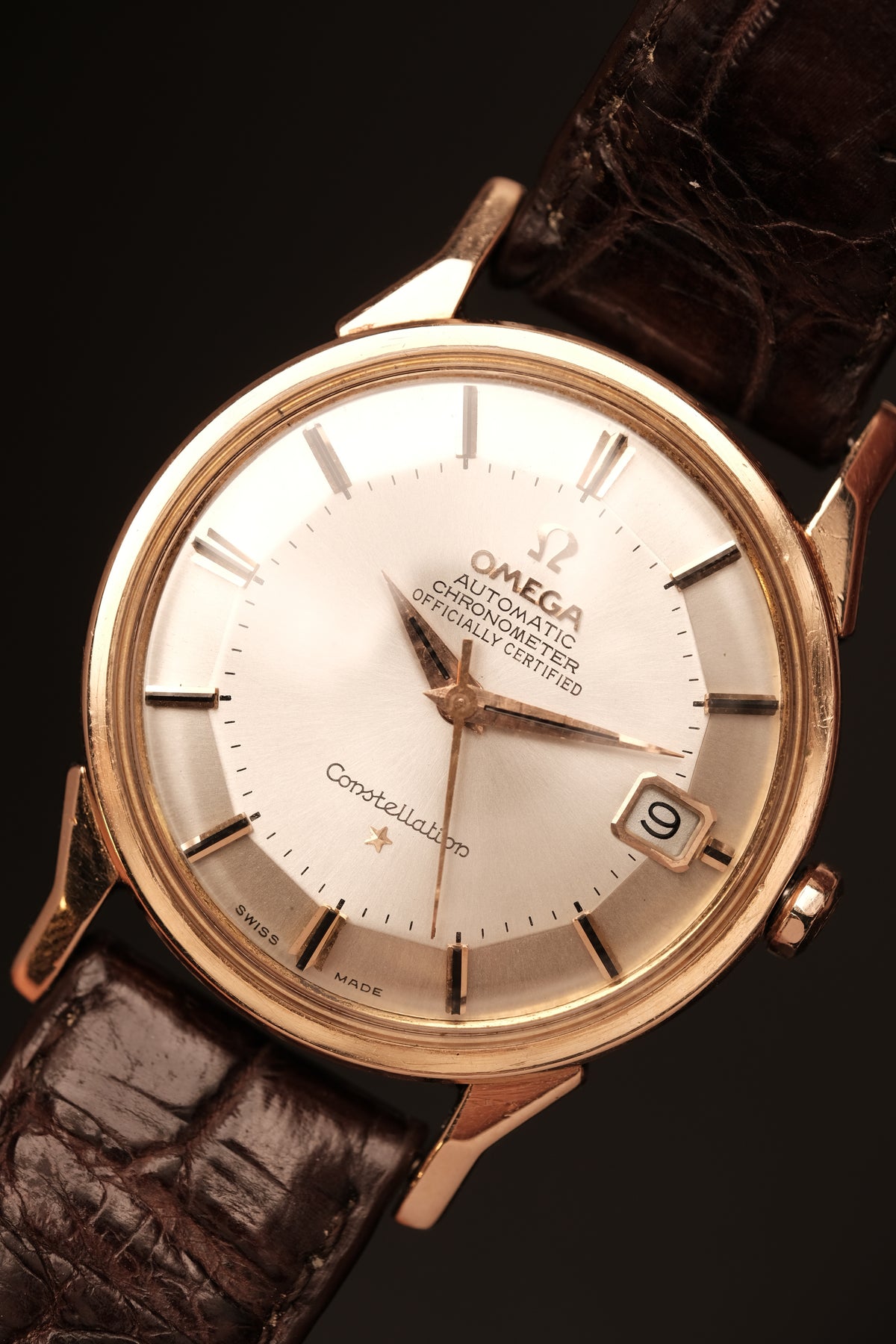 1964 OMEGA CONSTELLATION PIE PAN DOG LEG White Dial Rose Gold AUTOMATIC CHRONOMETER REF. 168.005