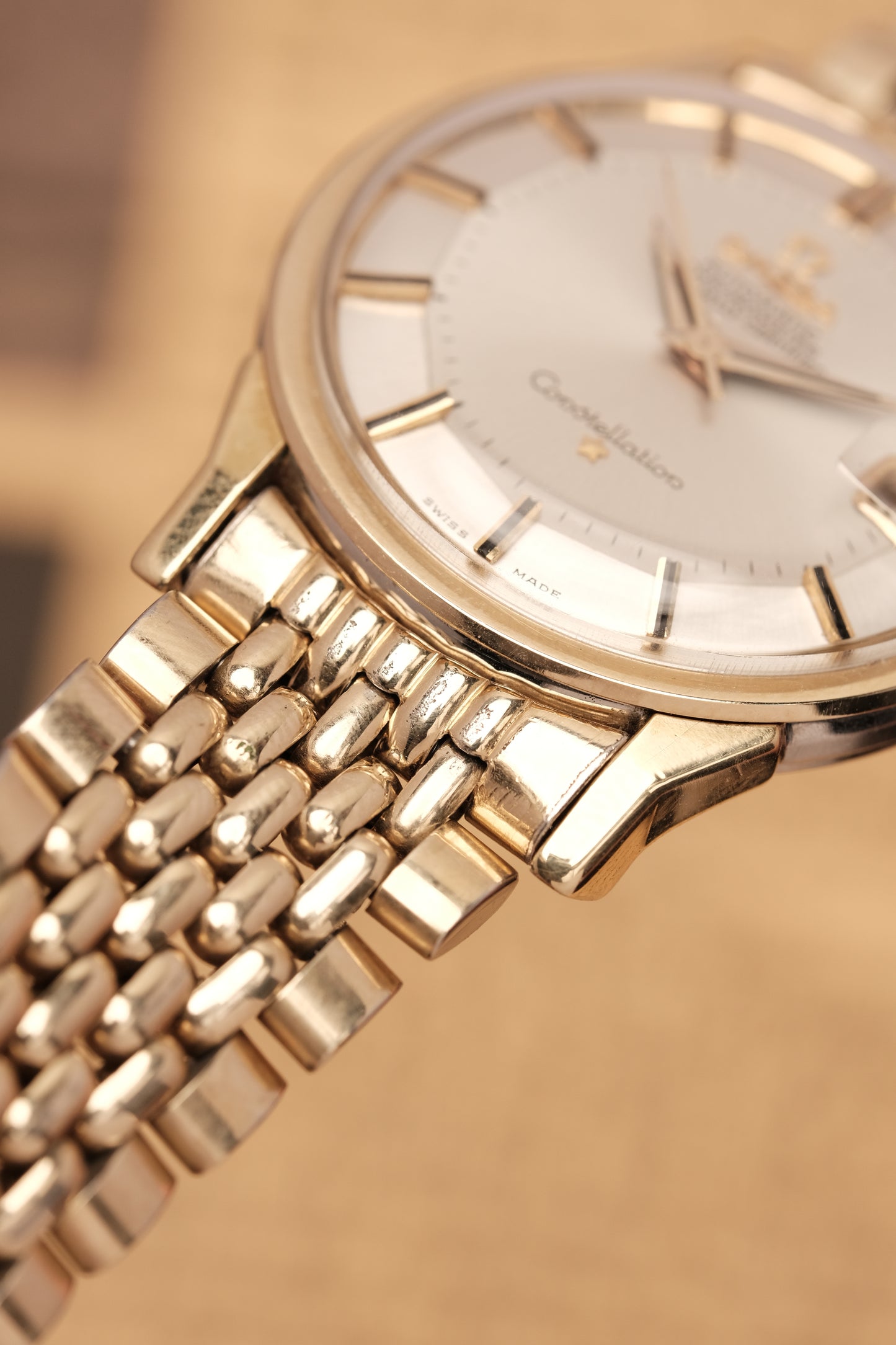 1966 OMEGA CONSTELLATION PIE PAN DOG LEG White Dial AUTOMATIC REF. 168.005 + BOX + Beads of rice bracelet