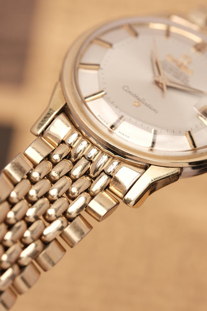1966 OMEGA CONSTELLATION PIE PAN DOG LEG White Dial AUTOMATIC REF. 168.005 + BOX + Beads of rice bracelet
