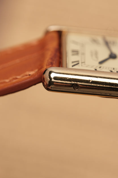 1990's CARTIER MUST DE CARTIER TANK VERMEIL ROMAN DIAL Quartz