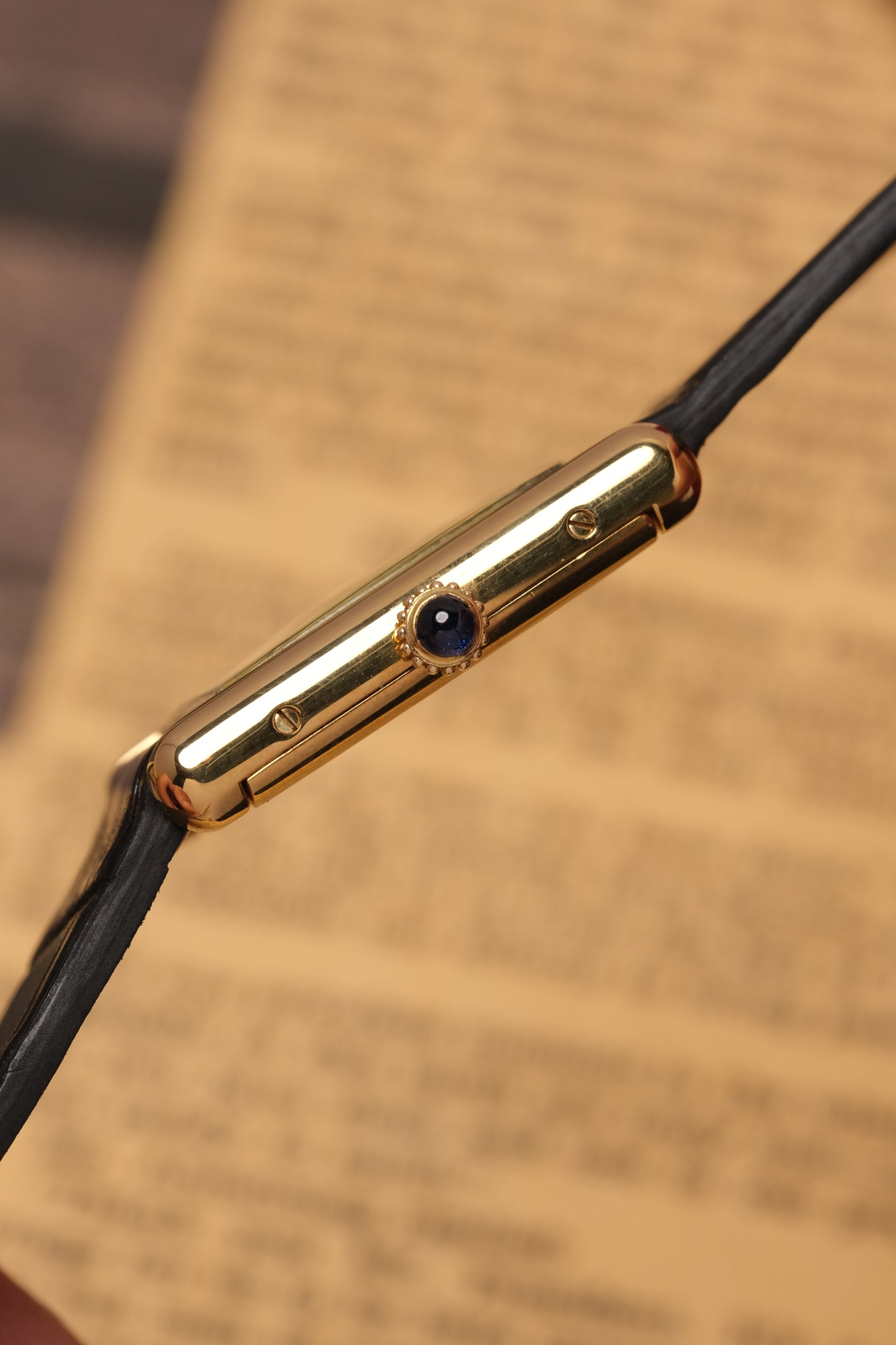 CARTIER MUST DE CARTIER TANK 23x31 Hand Winding VERMEIL Black DIAL REF. 6 062961