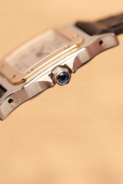 Cartier Santos Galbee 1057930 Quartz Gold/Steel White Dial SM (24x35mm) + Box and Paper