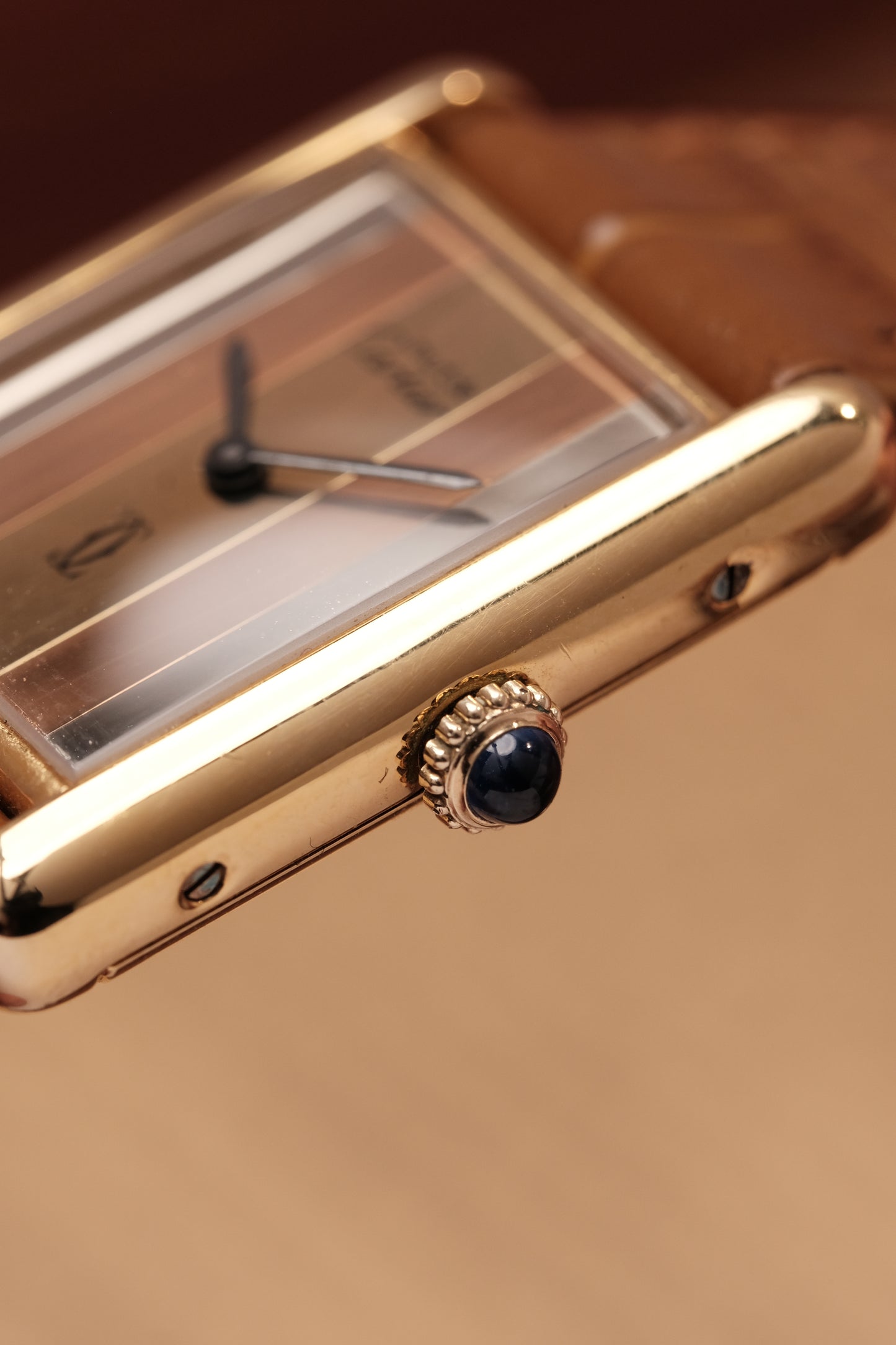 CARTIER  De Must Tank Trinity Vertical Stripe Dial Gold Hand Winding Gold-Plated Silver 925