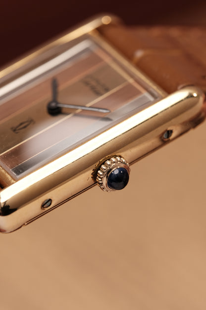 CARTIER  De Must Tank Trinity Vertical Stripe Dial Gold Hand Winding Gold-Plated Silver 925
