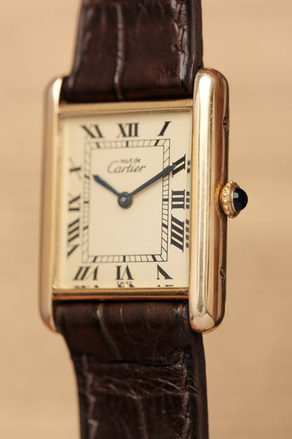 CARTIER MUST DE TANK VERMEIL (LM 23x31mm) ROMAN DIAL HAND WINDING