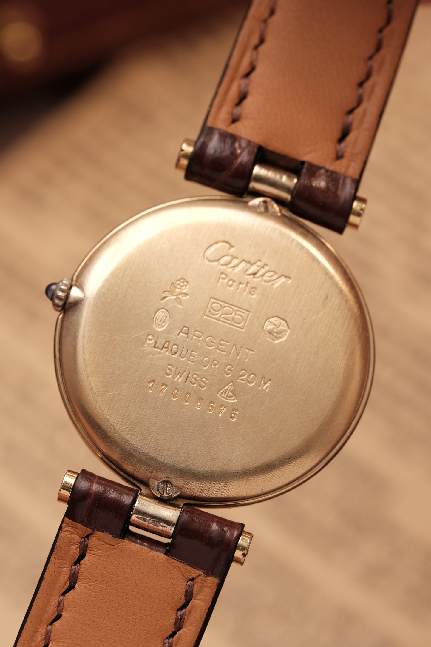 1990's  Cartier  Must Vendome LM Vermeil Quartz Gold Plated 30mm