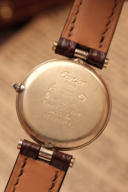 1990's  Cartier  Must Vendome LM Vermeil Quartz Gold Plated 30mm
