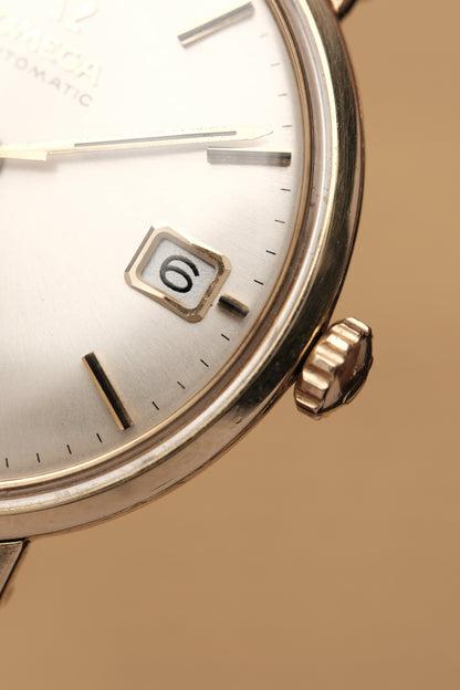 1967  14K Solid Gold Omega Seamaster De Ville reference LL 6590-1 34mm with Gold beads of rice bracelet