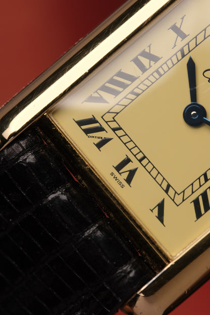 1999 Vintage Cartier Tank Vermeil 1613 ROMAN DIAL QUARTZ 20x28mm + Box and Paper