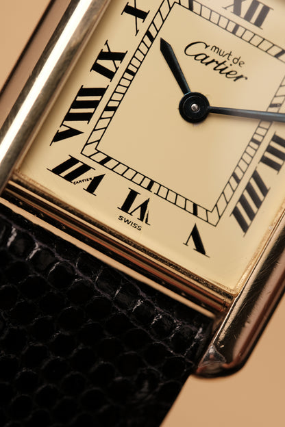 1999 Vintage Cartier Tank Vermeil 1613 ROMAN DIAL QUARTZ
