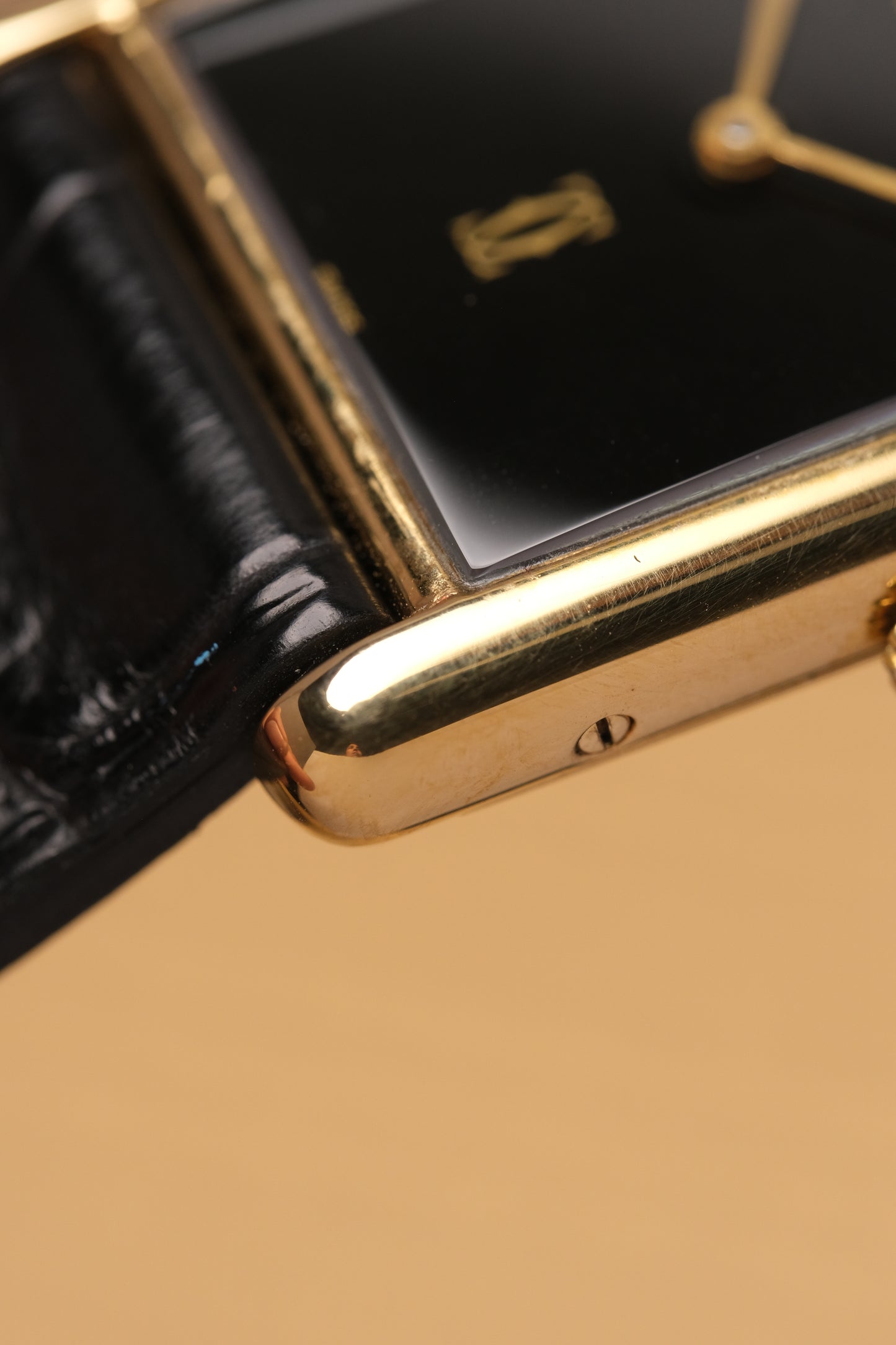 CARTIER MUST DE CARTIER TANK 23x31 Hand Winding VERMEIL Black DIAL REF. 6 062961