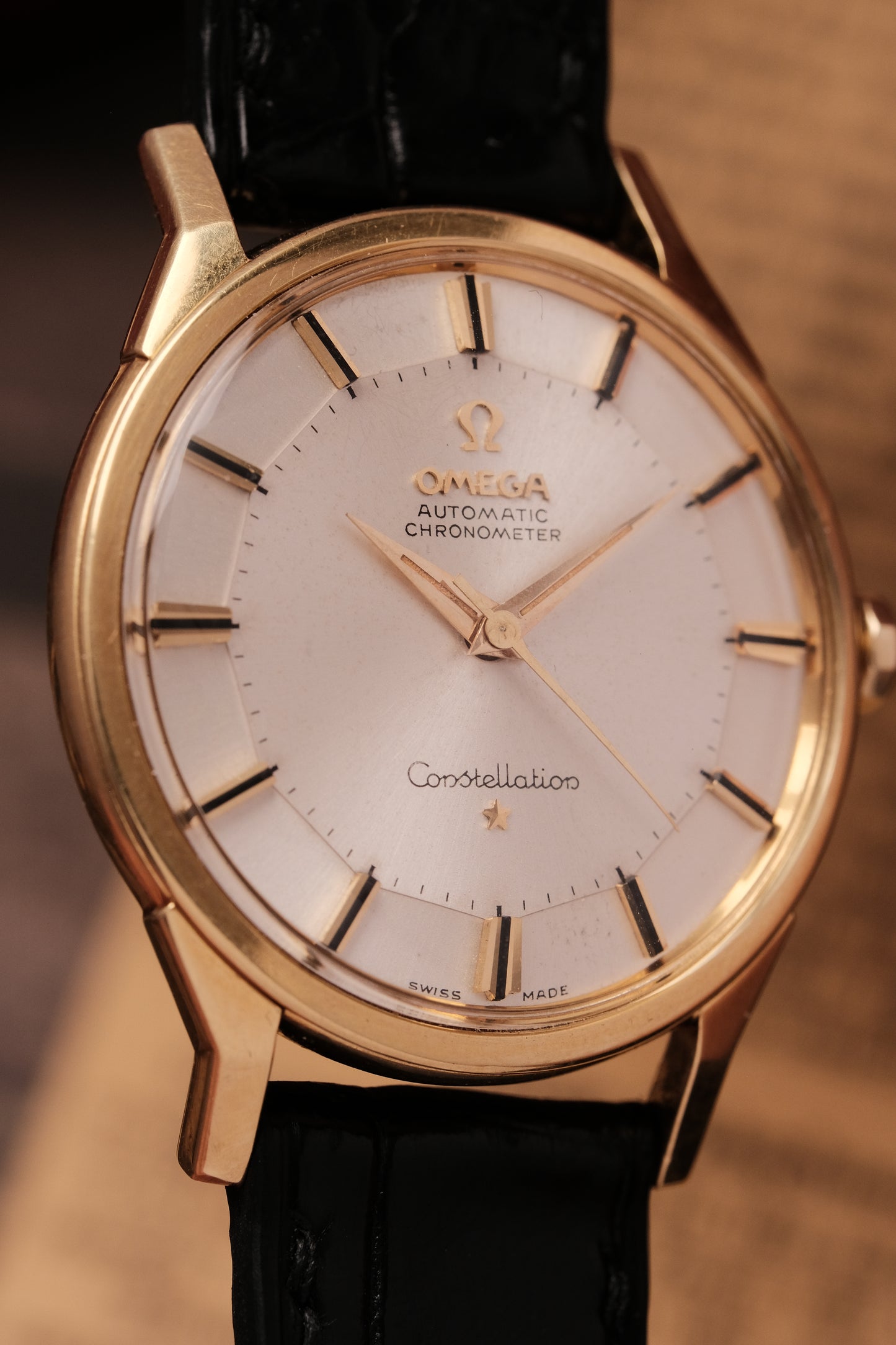 1962 18k Solid Gold 167.005 OMEGA CONSTELLATION PIE PAN DOG LEG White Dial AUTOMATIC CHRONOMETER