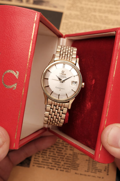 1966 OMEGA CONSTELLATION PIE PAN DOG LEG White Dial AUTOMATIC REF. 168.005 + BOX + Beads of rice bracelet